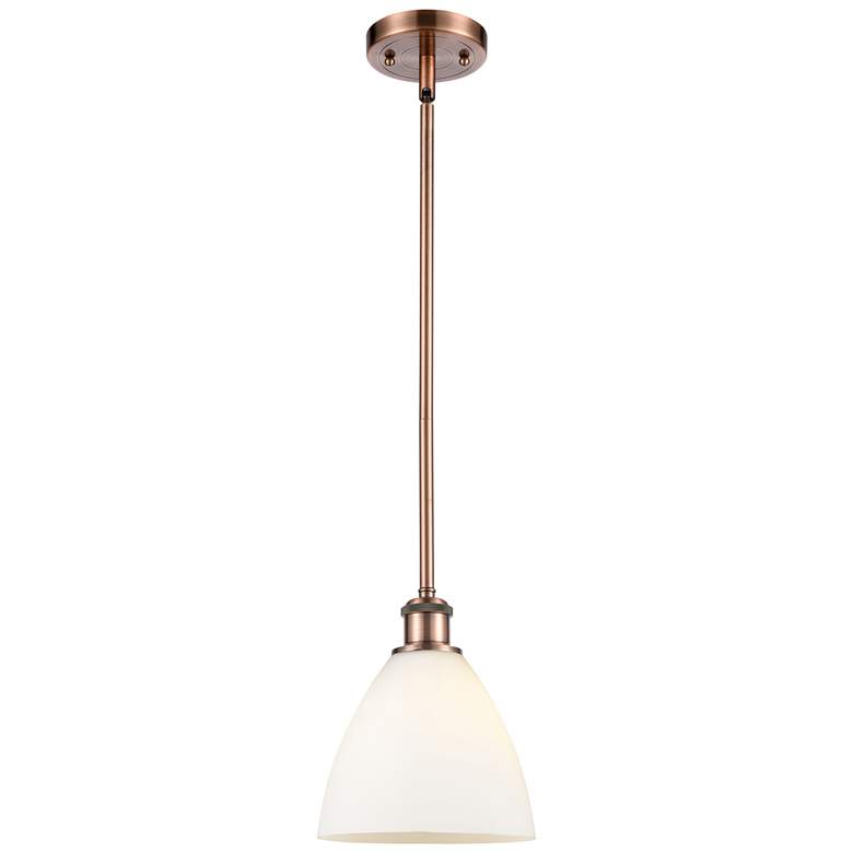 Image 1 Bristol Glass 8" Mini Pendant - Antique Copper - Matte White Shade