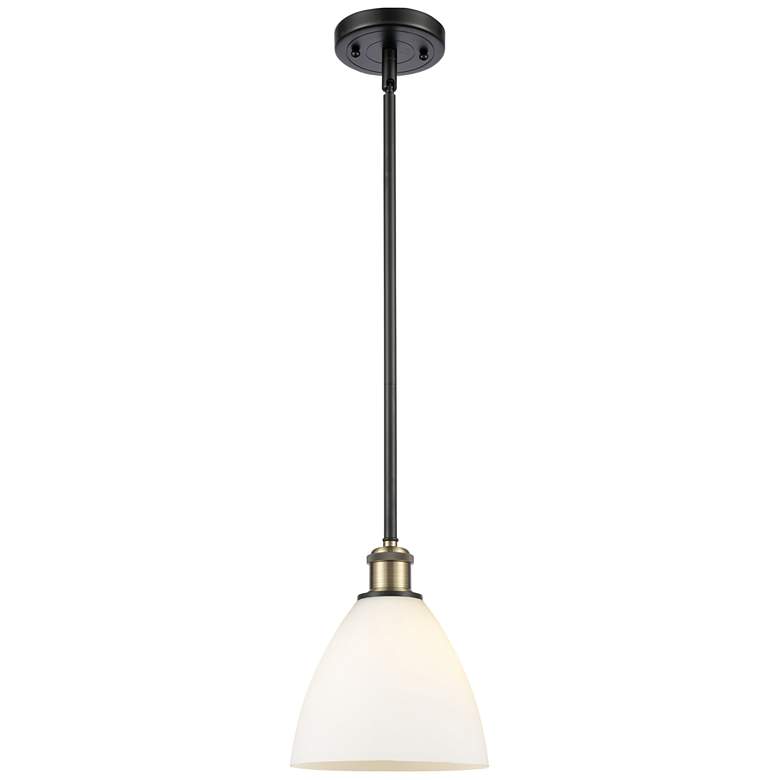 Image 1 Bristol Glass 8" Mini Pendant - Black Antique Brass - Matte White Shad