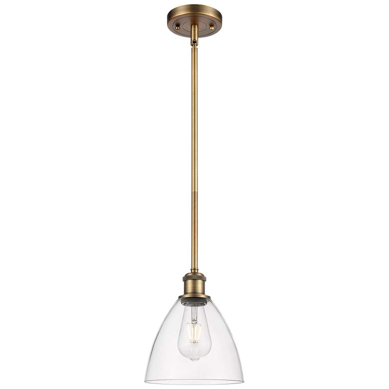 Image 1 Bristol Glass 8" Mini Pendant - Brushed Brass - Clear Shade