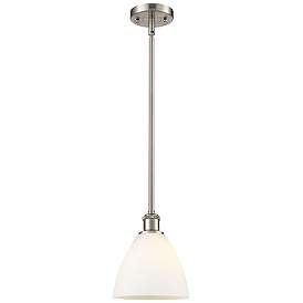 Image1 of Bristol Glass 8" Mini Pendant - Brushed Satin Nickel - Matte White Sha