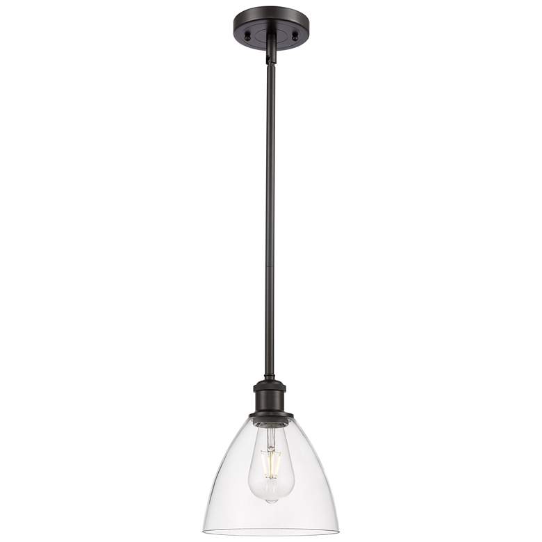Image 1 Bristol Glass 8" Mini Pendant - Oil Rubbed Bronze - Clear Shade