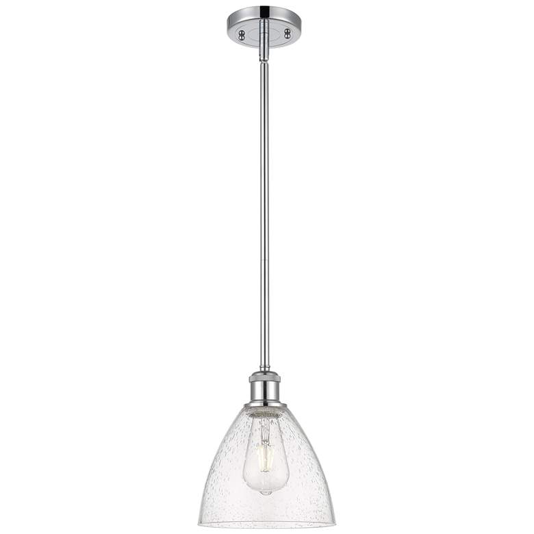 Image 1 Bristol Glass 8" Mini Pendant - Polished Chrome - Seedy Shade