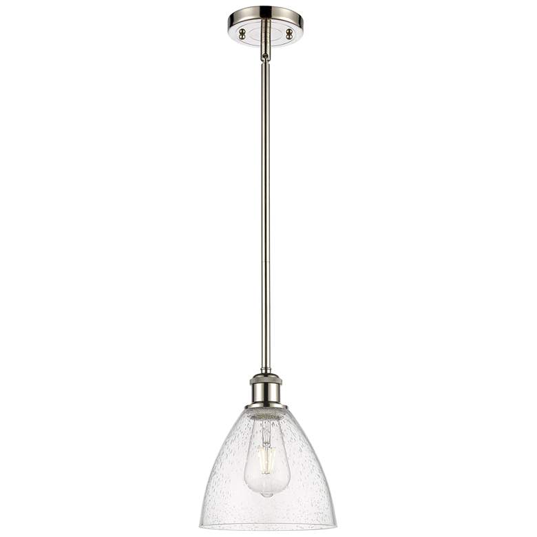 Image 1 Bristol Glass 8" Mini Pendant - Polished Nickel - Seedy Shade