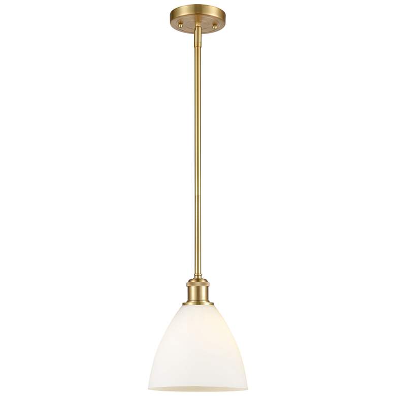 Image 1 Bristol Glass 8" Mini Pendant - Satin Gold - Matte White Shade