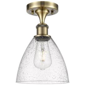 Bristol Glass  8" Semi-Flush Mount - Antique Brass - Seedy Shade Bristol Glass  8" Semi-Flush Mount - Antique Brass - Seedy Shade