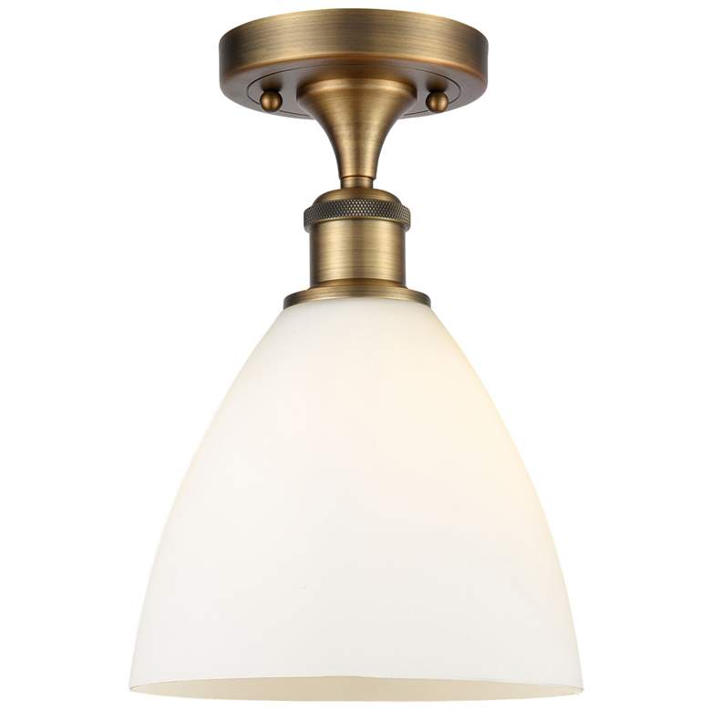 Image 1 Bristol Glass 8" Semi-Flush Mount - Brushed Brass - Matte White Shade