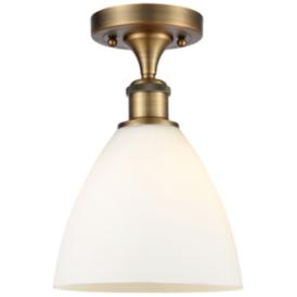 Bristol Glass  8" Semi-Flush Mount - Brushed Brass - Matte White Shade Bristol Glass  8" Semi-Flush Mount - Brushed Brass - Matte White Shade