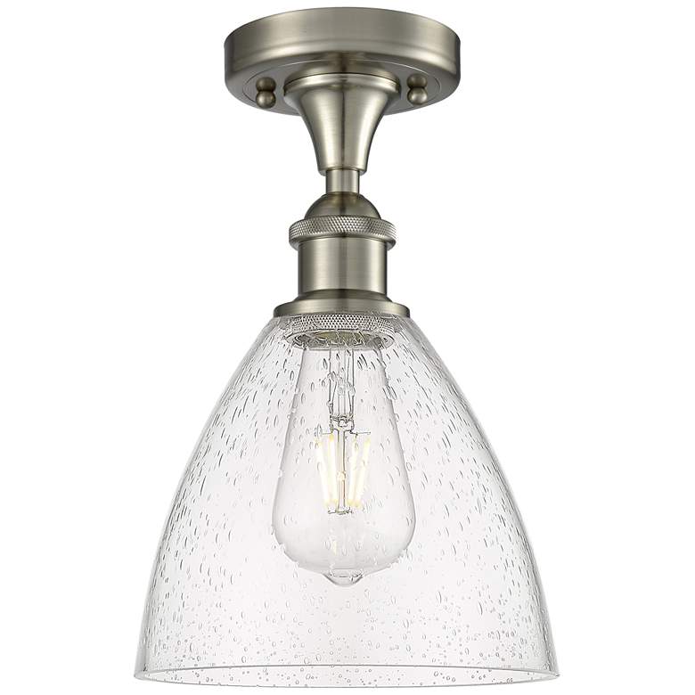 Image 1 Bristol Glass 8" Semi-Flush Mount - Brushed Satin Nickel - Seedy