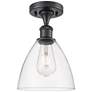 Bristol Glass 8" Semi-Flush Mount - Matte Black - Clear Shade