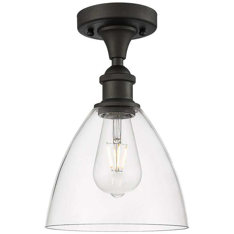 Image 1 Bristol Glass 8" Semi-Flush Mount - Oil Rubbed Bronze - Clear Shade