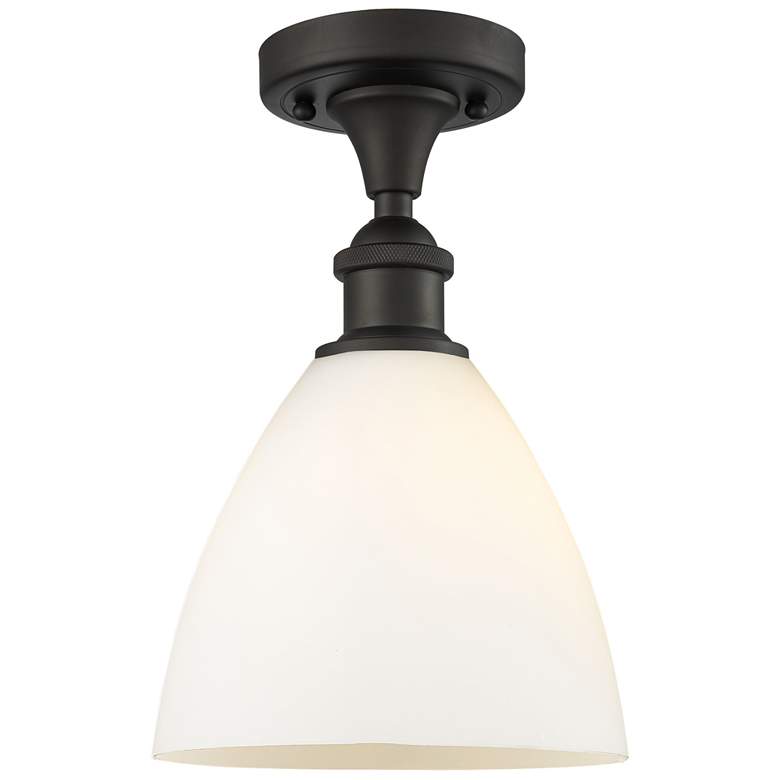 Image 1 Bristol Glass 8" Semi-Flush Mount - Oil Rubbed Bronze - Matte White