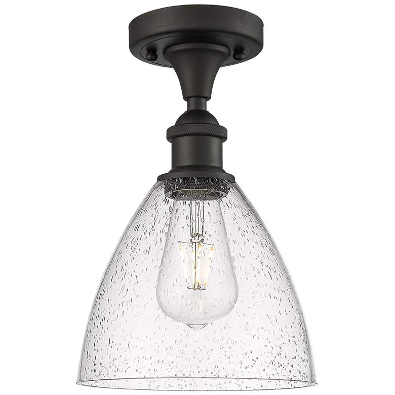 Image 1 Bristol Glass 8" Semi-Flush Mount - Oil Rubbed Bronze - Seedy Shade