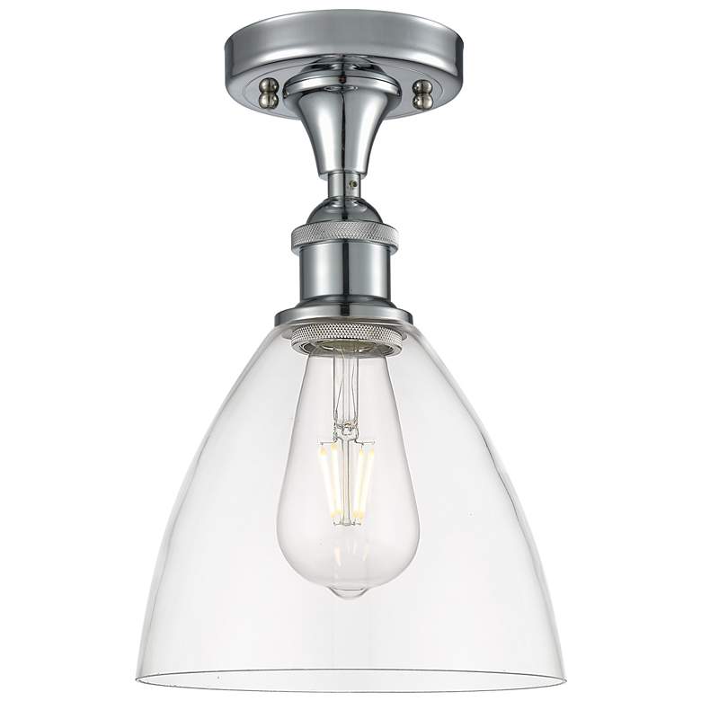 Image 1 Bristol Glass 8" Semi-Flush Mount - Polished Chrome - Clear Shade