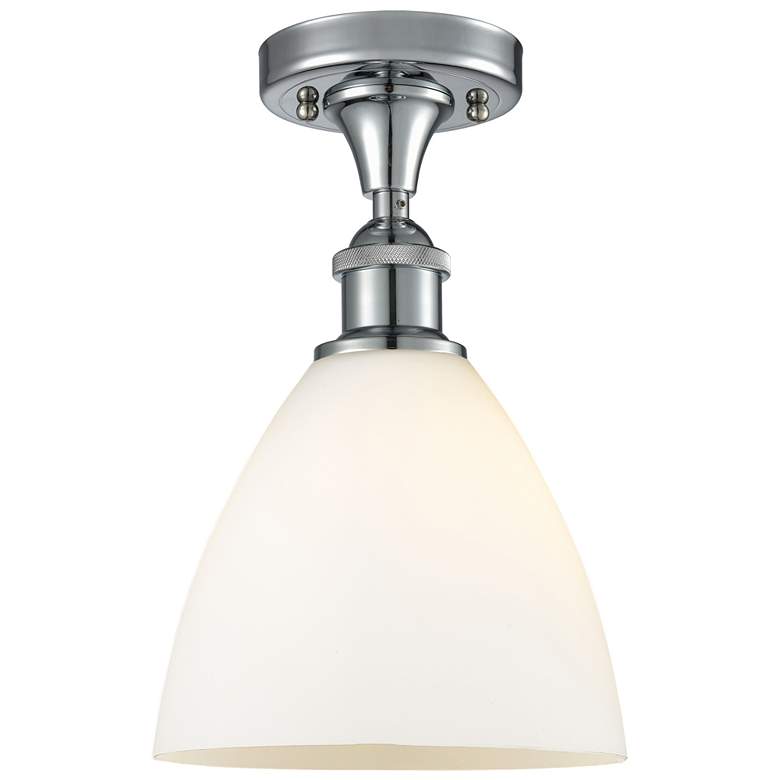 Image 1 Bristol Glass 8" Semi-Flush Mount - Polished Chrome - Matte White