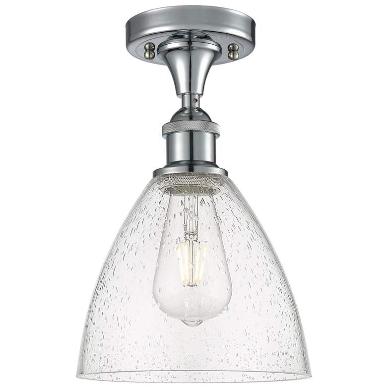 Image 1 Bristol Glass 8" Semi-Flush Mount - Polished Chrome - Seedy Shade
