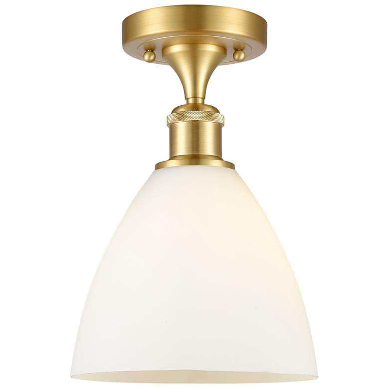 Image 1 Bristol Glass 8" Semi-Flush Mount - Satin Gold - Matte White Shade