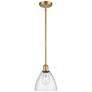 Bristol Glass 8" LED Mini Pendant - Satin Gold - Seedy Shade