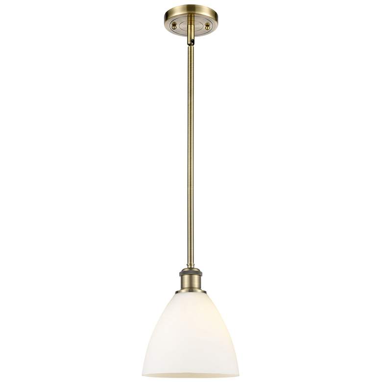 Image 1 Bristol Glass 8" Mini Pendant - Antique Brass - Matte White Shade