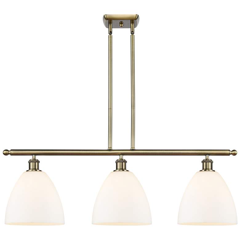 Image 1 Bristol Glass 9" 3 Light 36" Island Light - Antique Brass - Matt