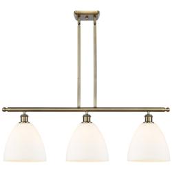 Bristol Glass 9" 3 Light 36" Island Light - Antique Brass  - Matt