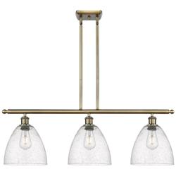 Bristol Glass 9" 3 Light 36" Island Light - Antique Brass  - Seed