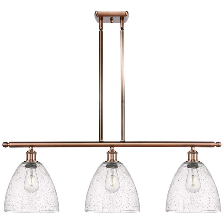 Image 1 Bristol Glass 9" 3 Light 36" Island Light - Antique Copper - See