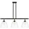 Bristol Glass 9" 3 Light 36" Island Light - Black Antique Brass