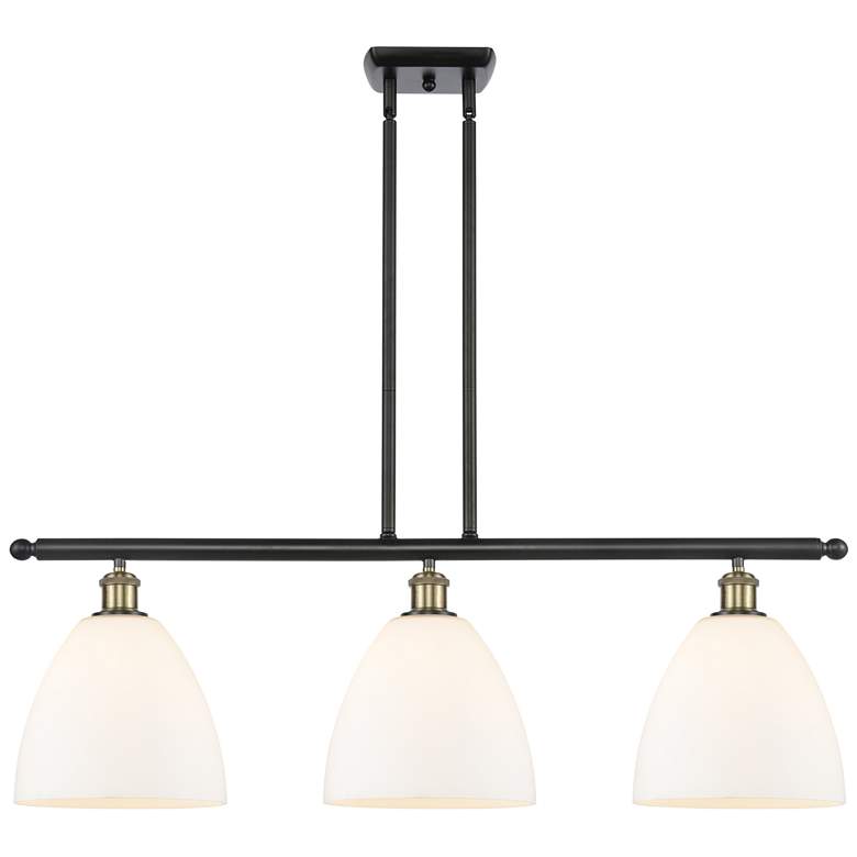 Image 1 Bristol Glass 9" 3 Light 36" Island Light - Black Brass - White