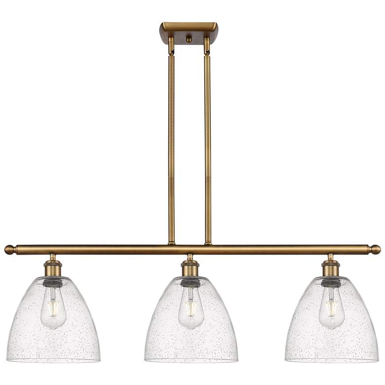 Image 1 Bristol Glass 9" 3 Light 36" Island Light - Brushed Brass - Seed