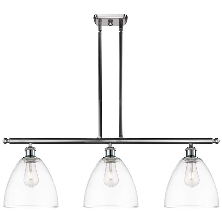 Image 1 Bristol Glass 9" 3 Light 36" Island Light - Brushed Satin Nickel