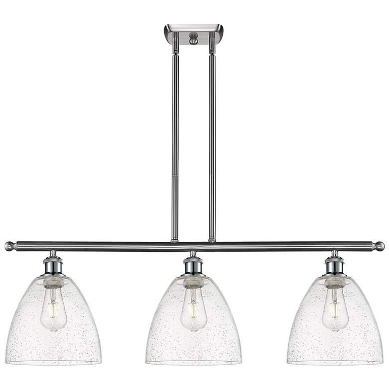 Image 1 Bristol Glass 9" 3 Light 36" Island Light - Brushed Satin Nickel