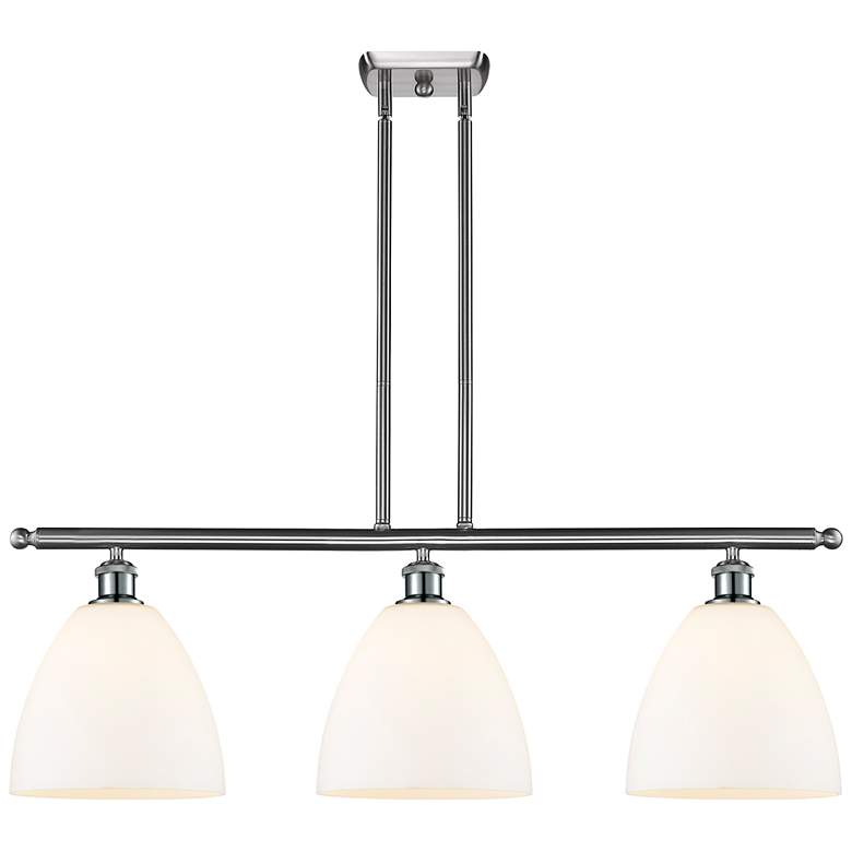 Image 1 Bristol Glass 9" 3 Light 36" Island Light - Brushed Satin Nickel