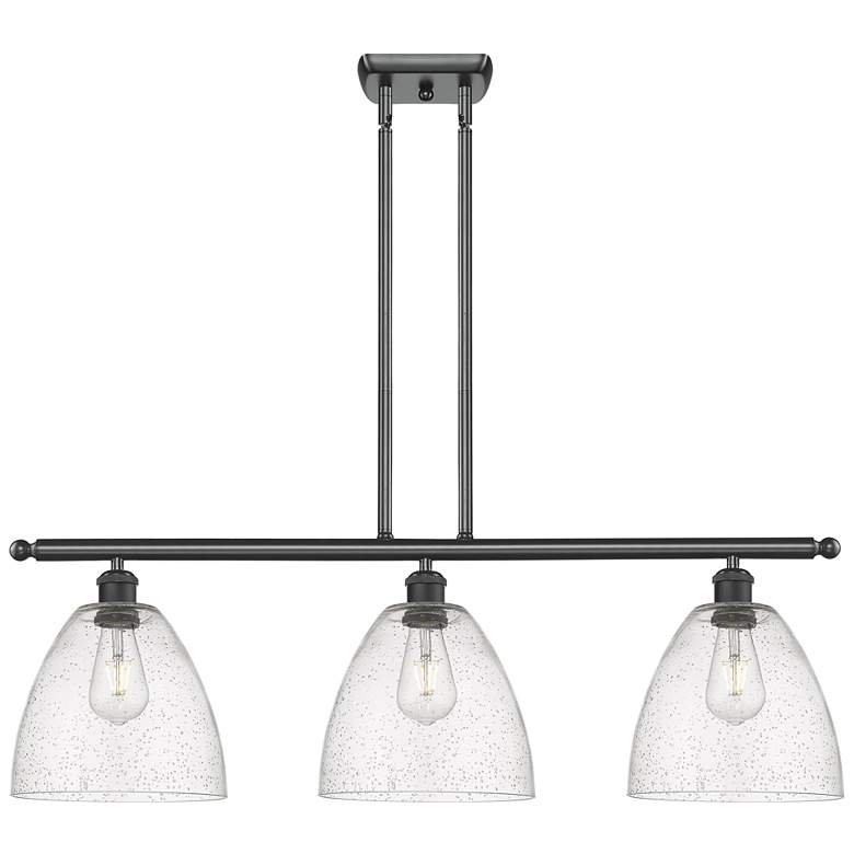 Image 1 Bristol Glass 9" 3 Light 36" Island Light - Matte Black - Seedy