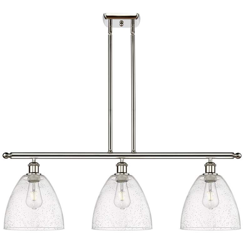 Image 1 Bristol Glass 9" 3 Light 36" Island Light - Polished Nickel - Se