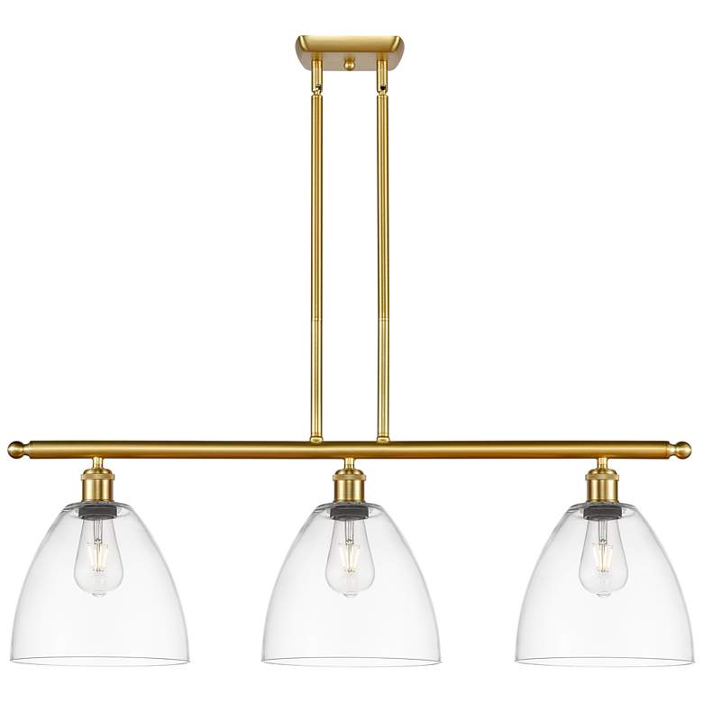 Image 1 Bristol Glass 9" 3 Light 36" Island Light - Satin Gold - Clear S