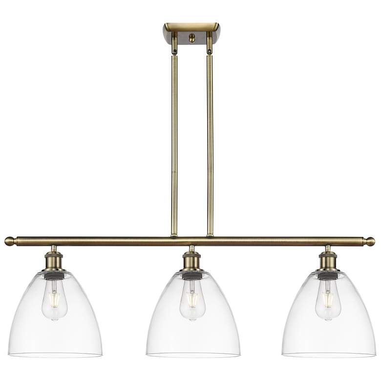Image 1 Bristol Glass 9" 3 Light 36" LED Island Light - Antique Brass -