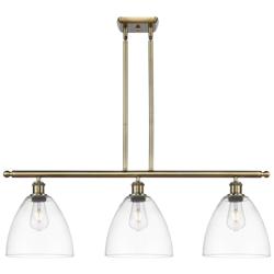 Bristol Glass 9" 3 Light 36" LED Island Light - Antique Brass  -