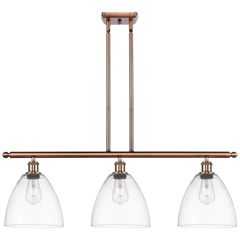 Image 1 Bristol Glass 9" 3 Light 36" LED Island Light - Antique Copper -