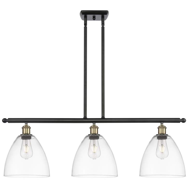 Image 1 Bristol Glass 9" 3 Light 36" LED Island Light - Black Brass - Cl
