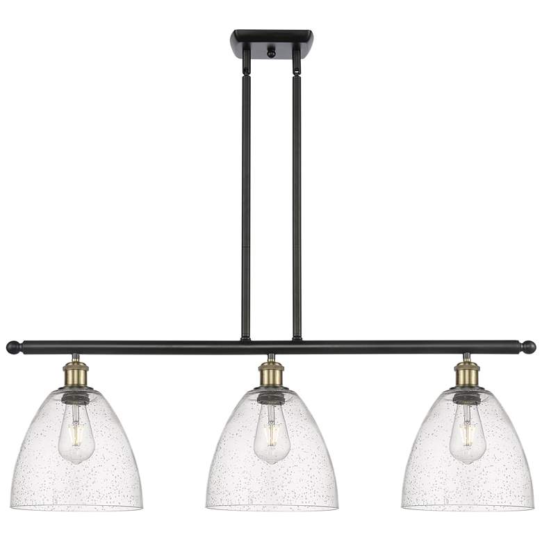 Image 1 Bristol Glass 9" 3 Light 36" LED Island Light - Black Brass - Se