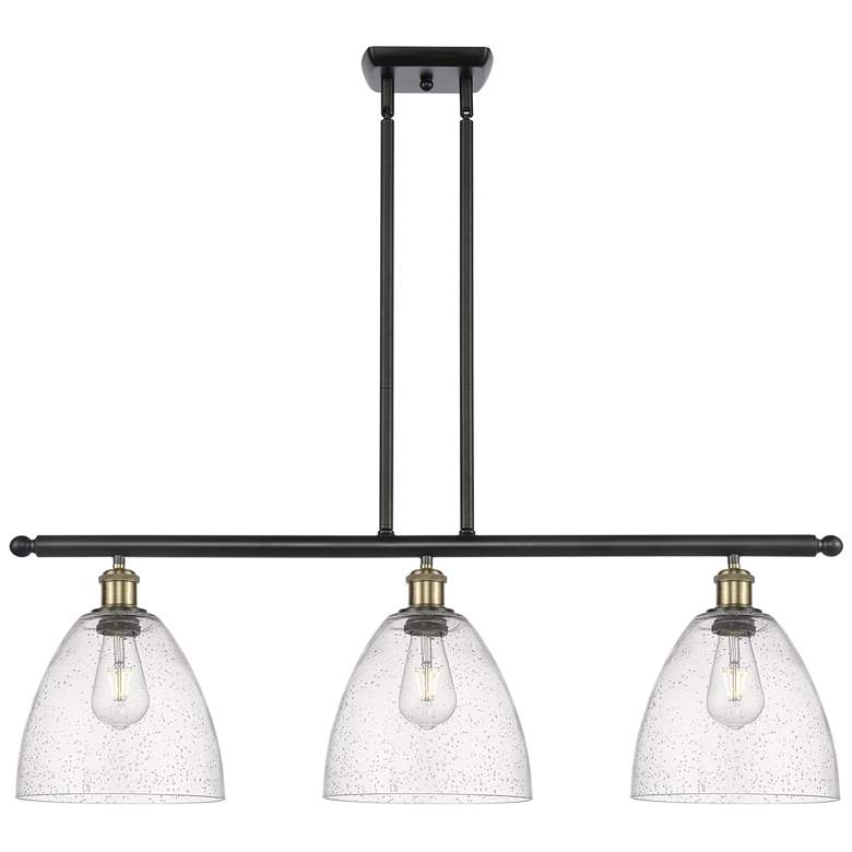 Image 1 Bristol Glass 9 inch 3 Light 36 inch LED Island Light - Black Brass  - Se