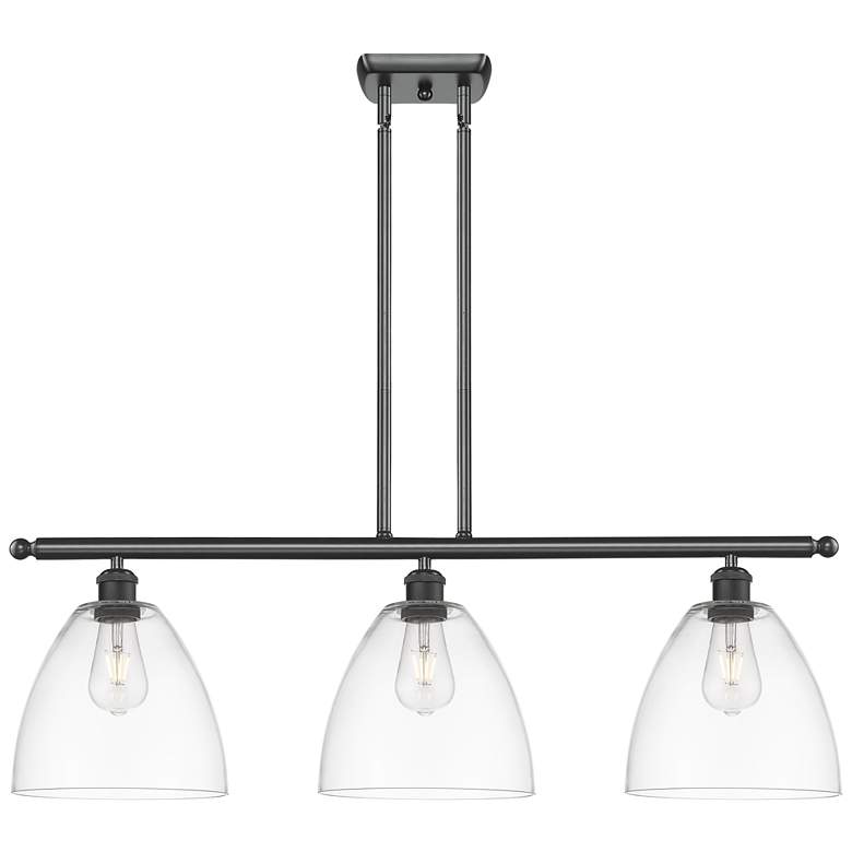 Image 1 Bristol Glass 9" 3 Light 36" LED Island Light - Matte Black - Cl