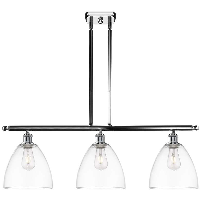 Image 1 Bristol Glass 9" 3 Light 36" LED Island Light - Polished Chrome