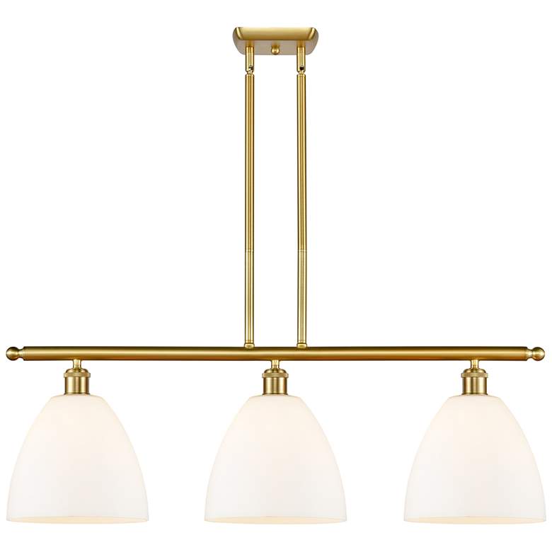 Image 1 Bristol Glass 9" 3 Light 36" LED Island Light - Satin Gold - Mat