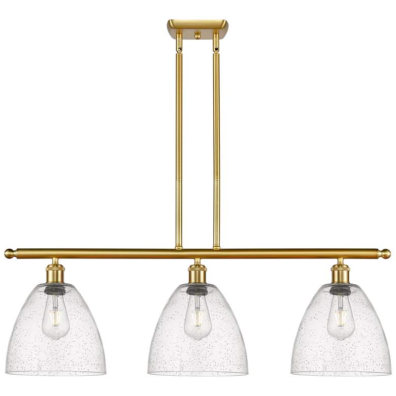 Image 1 Bristol Glass 9" 3 Light 36" LED Island Light - Satin Gold - See