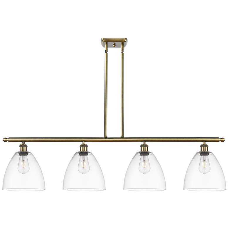 Image 1 Bristol Glass 9" 4 Light 48" Island Light - Antique Brass - Clea