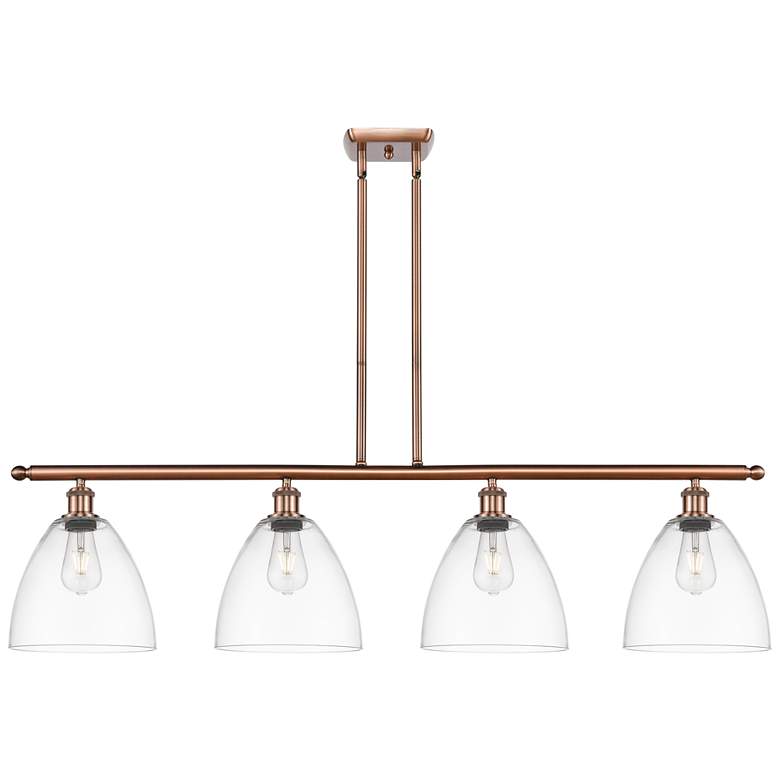Image 1 Bristol Glass 9" 4 Light 48" Island Light - Antique Copper - Cle