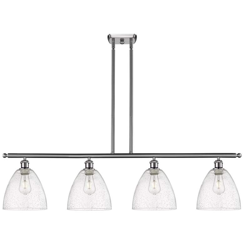 Image 1 Bristol Glass 9" 4 Light 48" Island Light - Brushed Satin Nickel