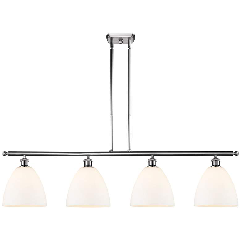 Image 1 Bristol Glass 9" 4 Light 48" Island Light - Brushed Satin Nickel