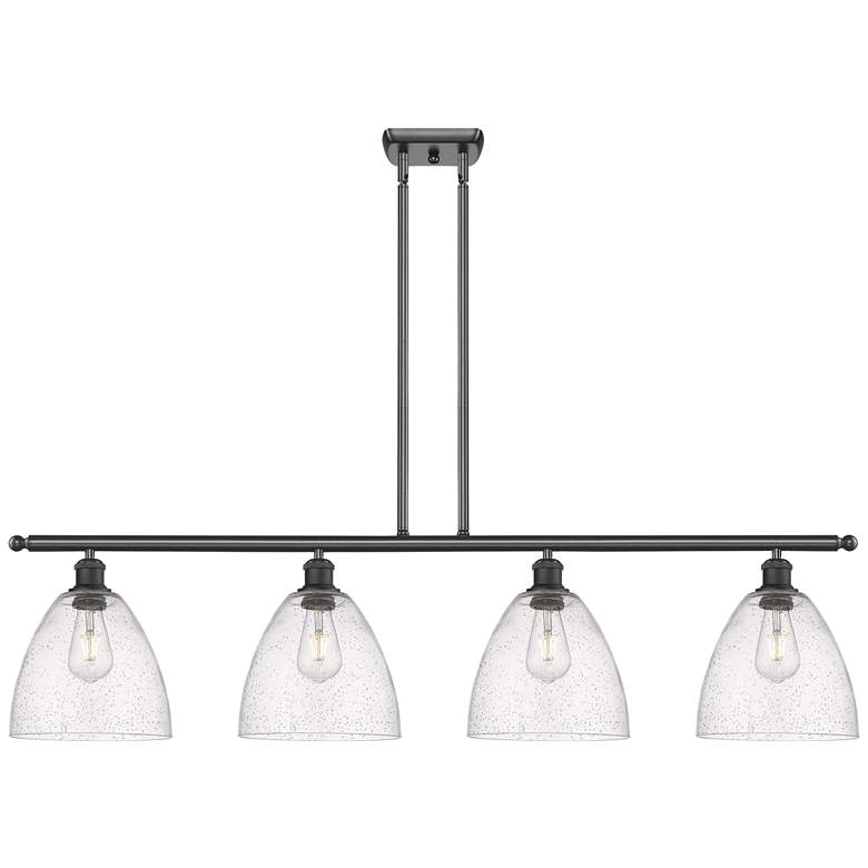 Image 1 Bristol Glass 9" 4 Light 48" Island Light - Matte Black  - Seedy